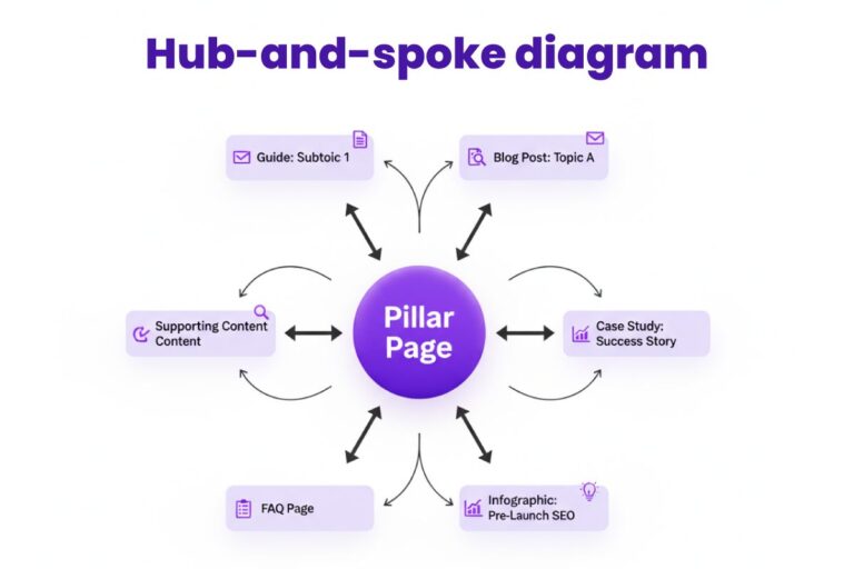 A detailed process flowchart illustrating the nine steps of a comprehensive keyword research and implementation framework. The steps move sequentially from initial Research Goals and Seed Keywords to crucial post-research activities. These activities include Clustering, SERP Analysis, Intent Match (key to knowing what to do after keyword research), Optimization, and finally, Tracking for performance monitoring.