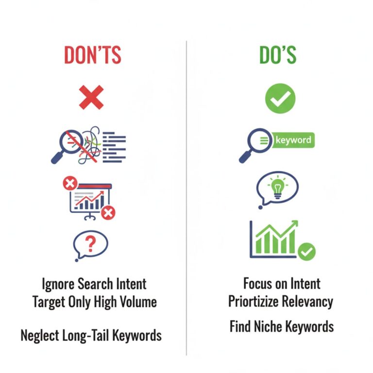 Side-by-side comparison graphic showing the difference between Google (Info-Seeking Intent) and Fiverr (Buying Intent), relevant for understanding how to Fiverr keyword research tool free for service sales.