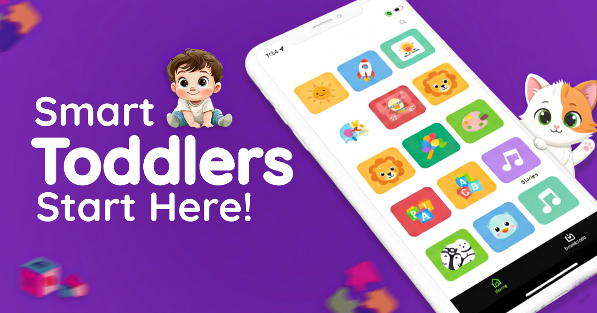 A smartphone screen displaying a variety of colorful learning app icons as part of a guide to educational websites for toddlers.