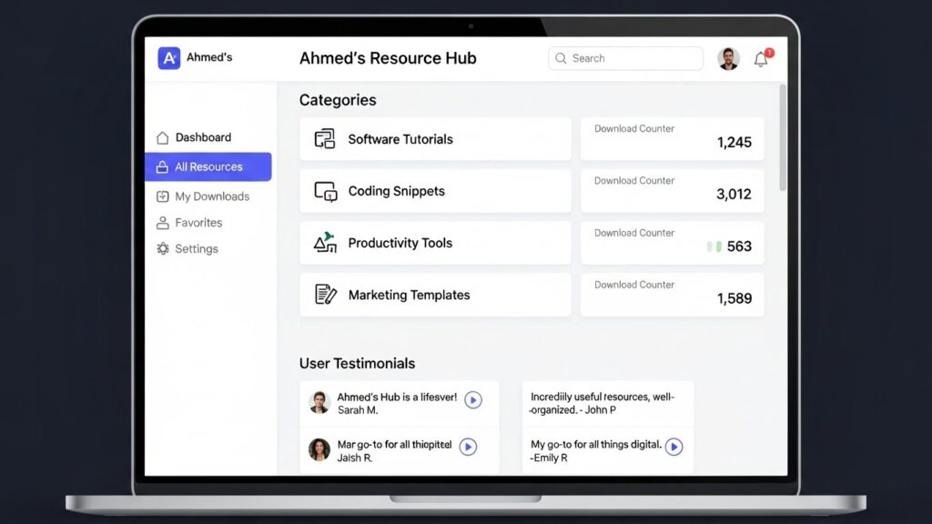Ahmed's resource hub dashboard