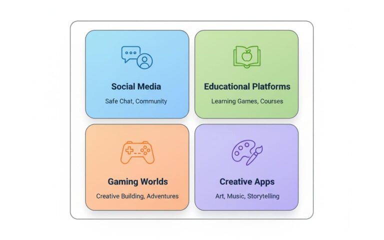 A father and daughter exploring safe digital spaces to find out what is the most popular platform for kids.